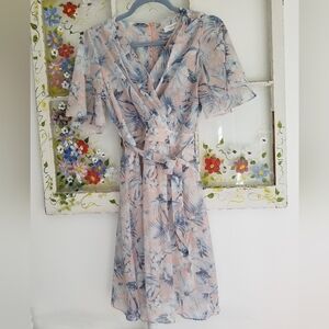 Moirai Floral  Dress Blue Pink Size Small